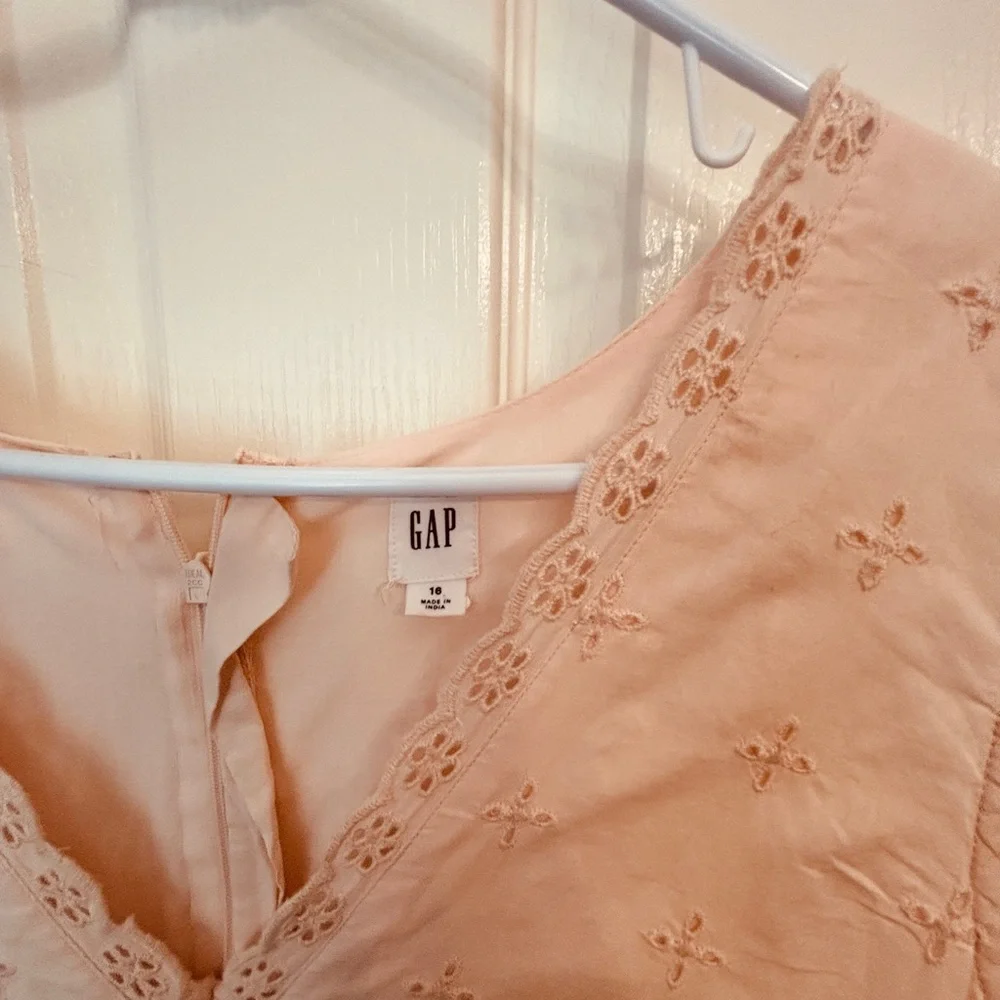 Gap Candy Pink Lined Cotton Dress Women’s Size 16 Feminine Eyelet Retro Grandma - Picture 8 of 12